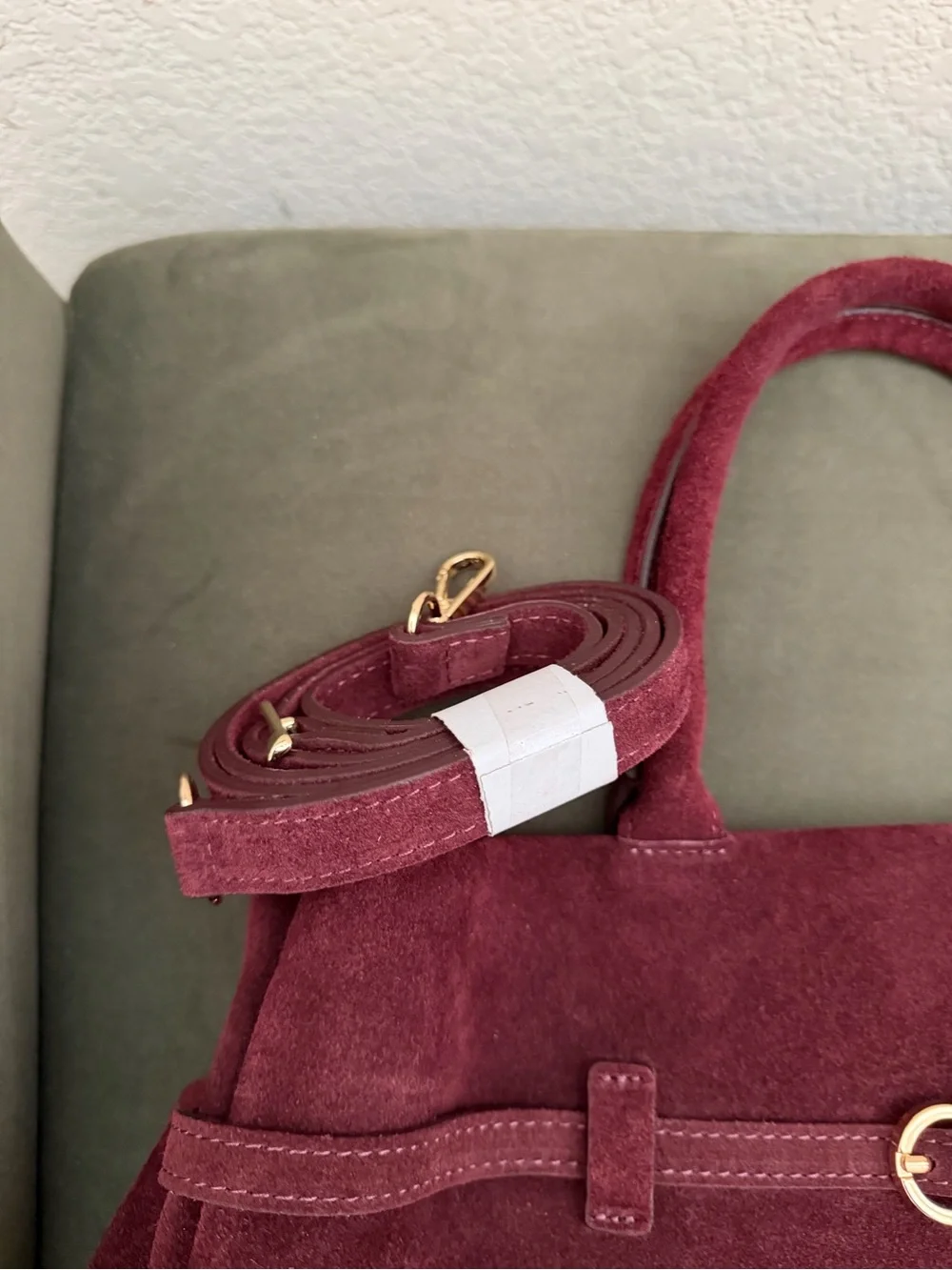 Elegant Italian Boutique Suede Tote Bag in Deep Burgundy
